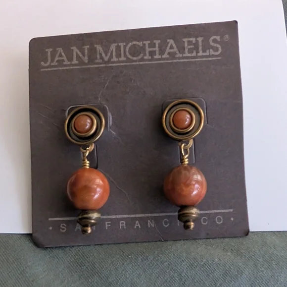 DesignerJan Michaels San Francisco Artisan Earring Pierced Dangle Natural Stones - Picture 3 of 6